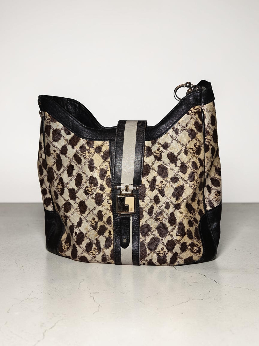 L.A.m.b. Commador Leopard Print Handbag
